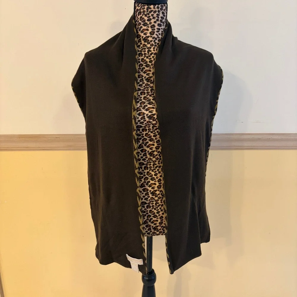 Michael Kors Reversible Scarf‎ Brown Gold Monagram Signature MK Print